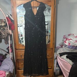 Elegant Black Sequin Long‎ Sleeve Dress